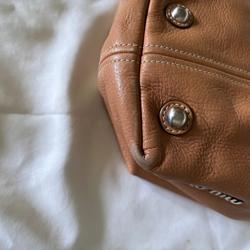 Miu Miu Tan Leather Hobo Bag